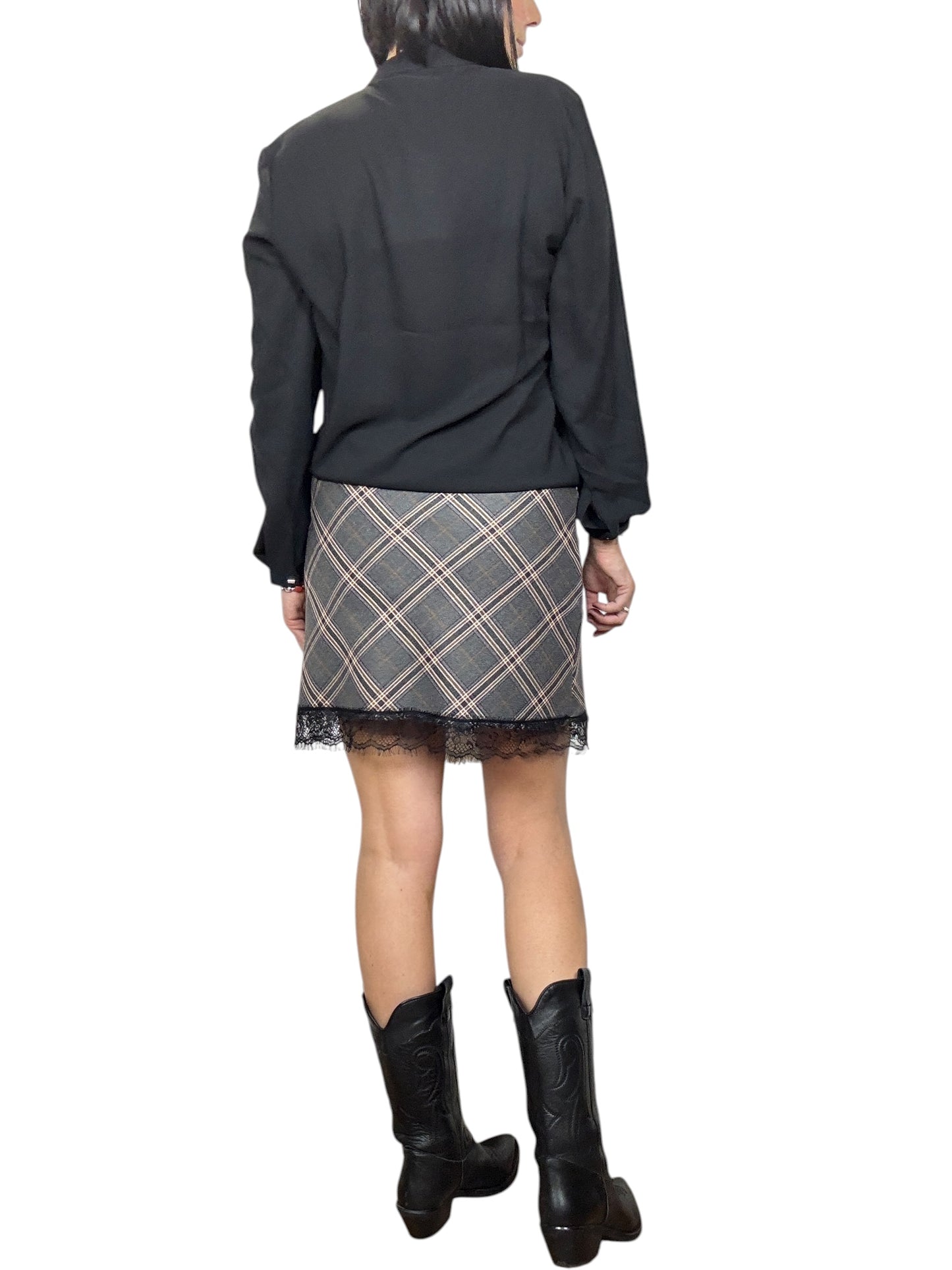 MINIGONNA CHECK CON PIZZO SUSY MIX