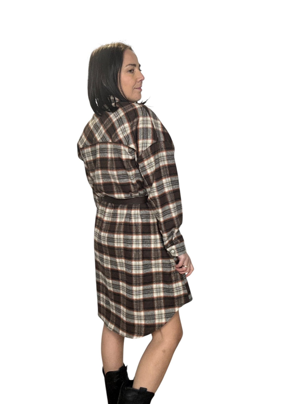 ABITO CORTO CHECK MARRONE - GRIGIO DIXIE - XE BLU ABBIGLIAMENTO