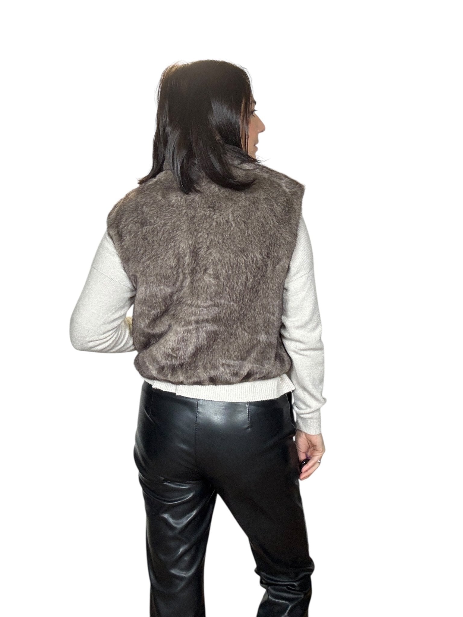 GILET ECOPELLICCIA CON TASCHINE SUSY MIX - XE BLU ABBIGLIAMENTO