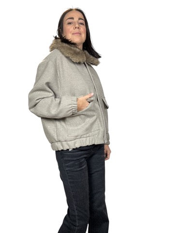 BOMBER CON COLLETTO IN ECOPELLICCIA SUSY MIX