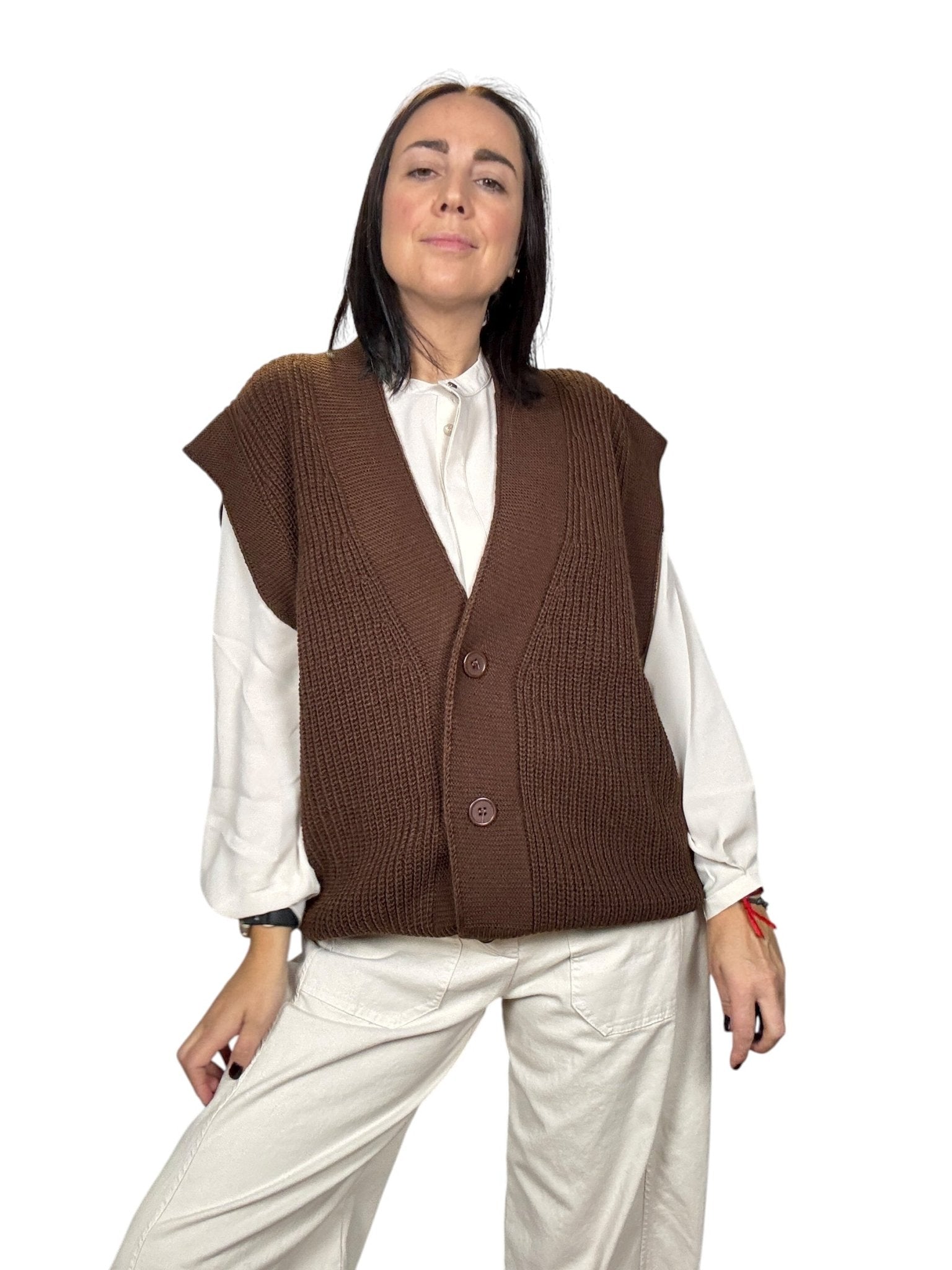 GILET OVER IN MAGLIA SUSY MIX - XE BLU ABBIGLIAMENTO