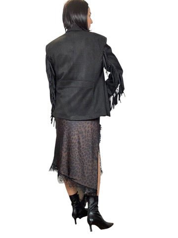 GIACCA ECO - DAINO CON FRANGE SUSY MIX - XE BLU ABBIGLIAMENTO