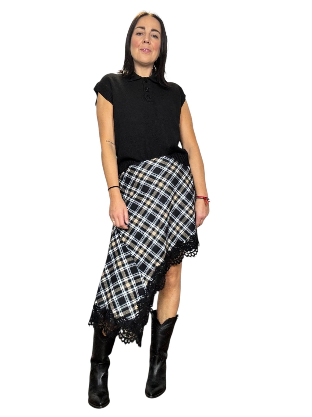 GONNA CHECK ASIMMETRICA MOTEL - XE BLU ABBIGLIAMENTO