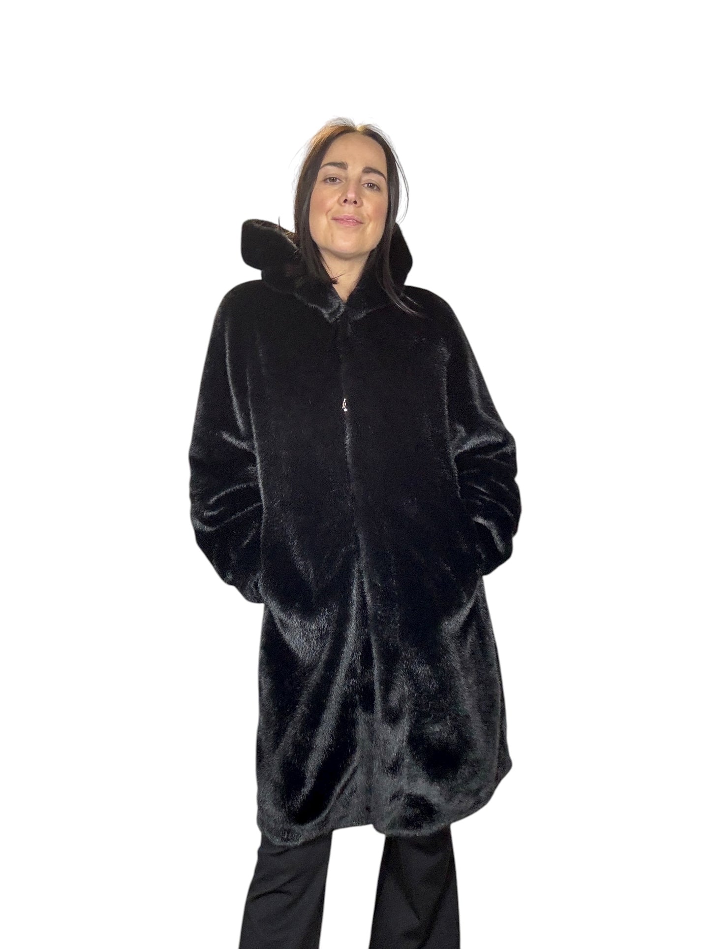 PELLICCIA LUNGA CON CAPPUCCIO SUSY MIX