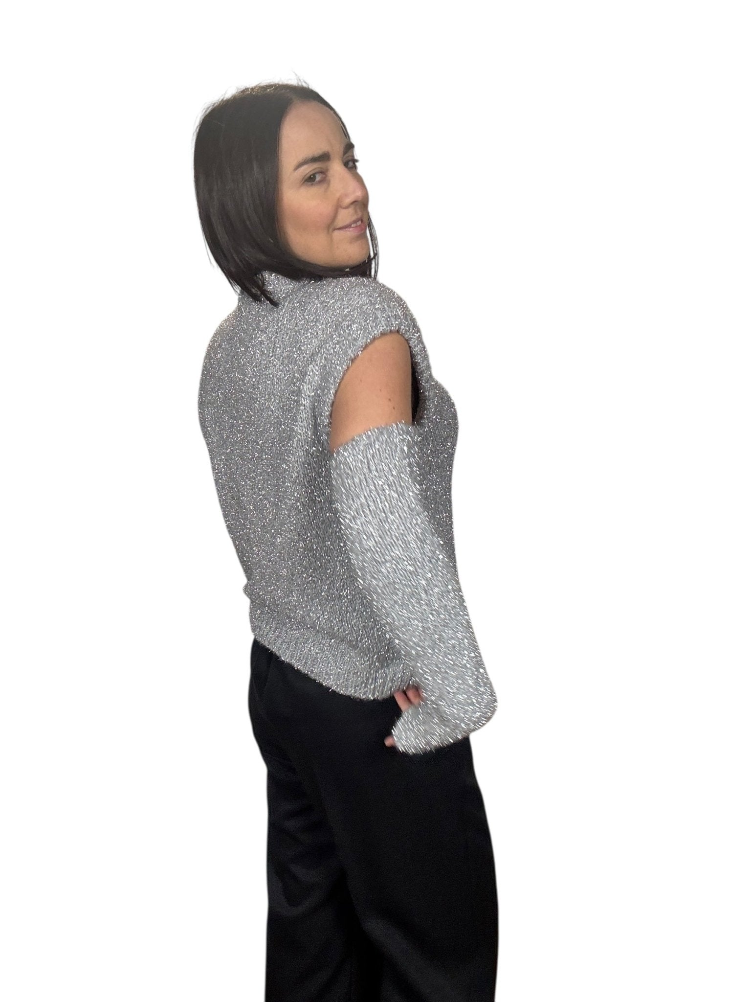 MAGLIA CON MANICOTTI VICOLO - XE BLU ABBIGLIAMENTO