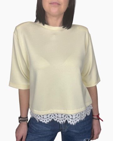 FELPA A MEZZA MANICA CON PIZZO DIXIE - XE BLU ABBIGLIAMENTO