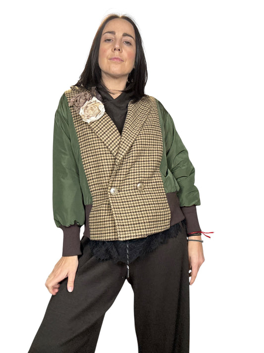 BOMBER VERDE CON INSERTO IN PIEDE POULE SUSY MIX
