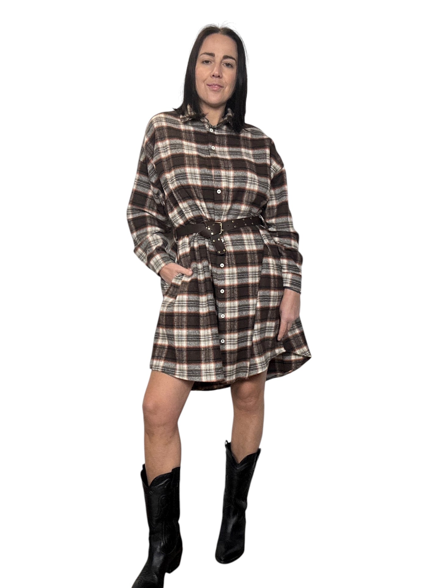 ABITO CORTO CHECK MARRONE-GRIGIO DIXIE