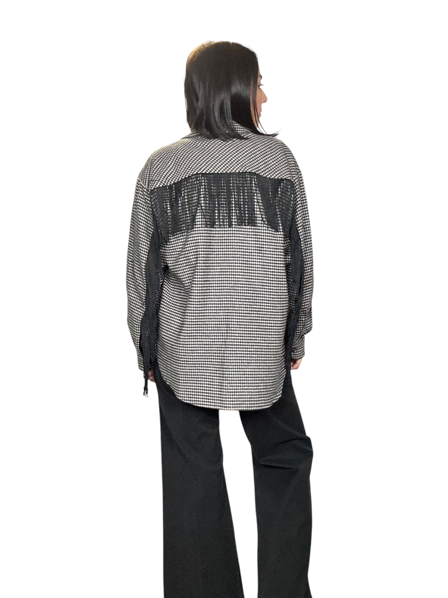 CAMICIA PIEDE-POULE CON FRANGE MOTEL