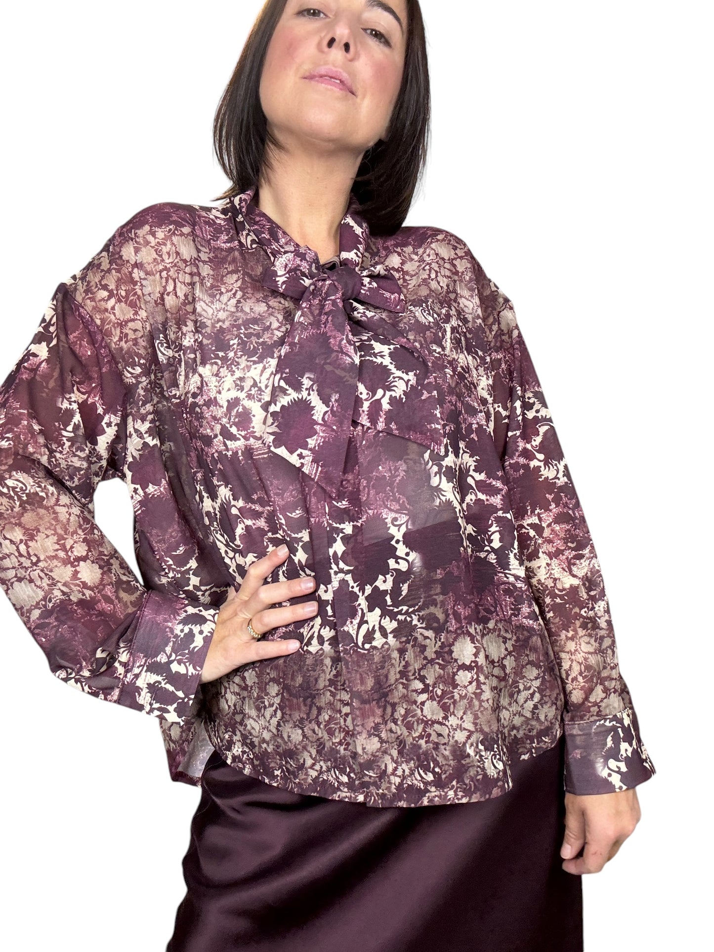 CAMICIA FIOCCO FANTASIA BORDEAUX SUSY MIX