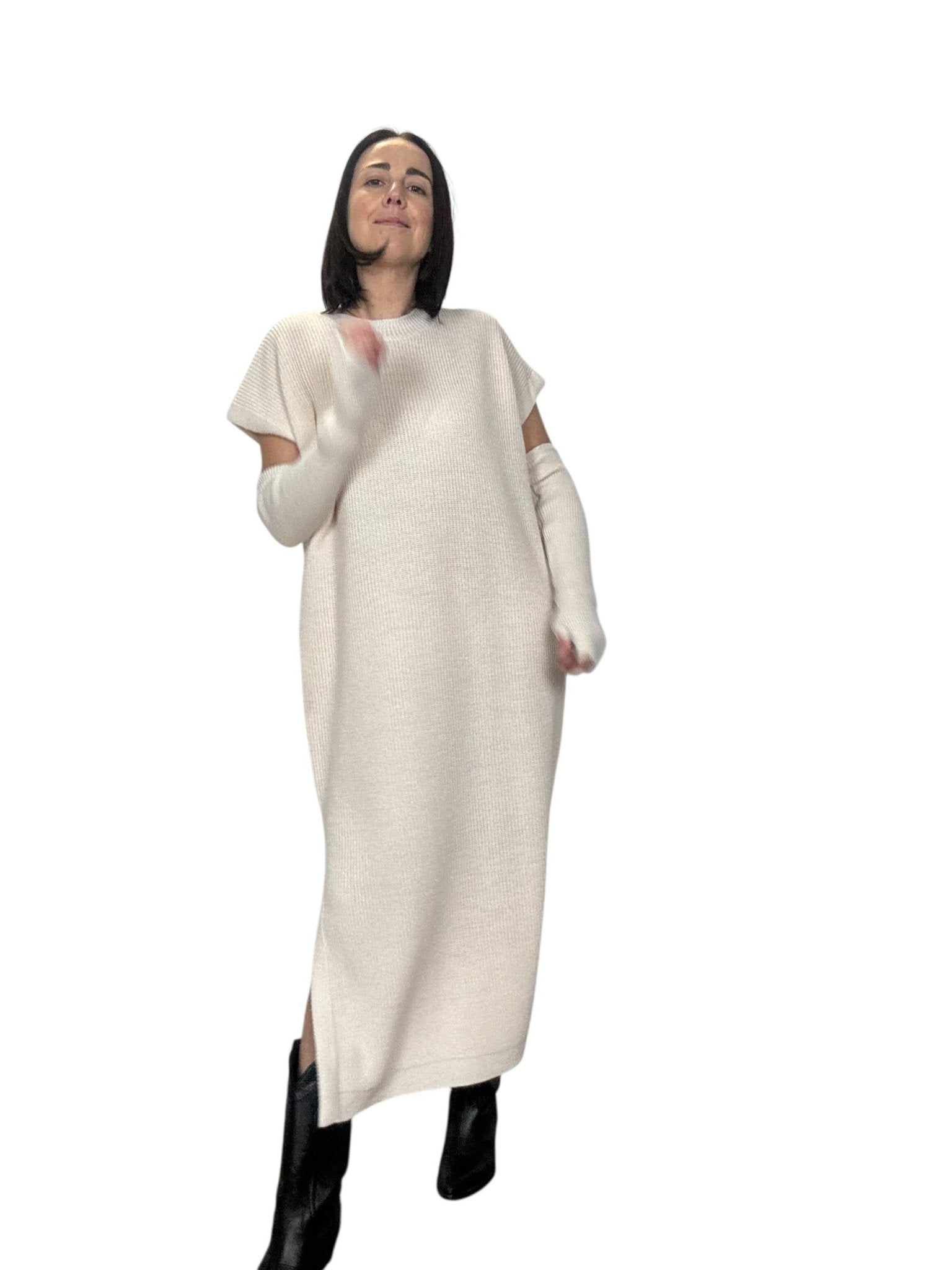 ABITO MIDI SMANICATO CON MANICOTTO DIXIE - XE BLU ABBIGLIAMENTO