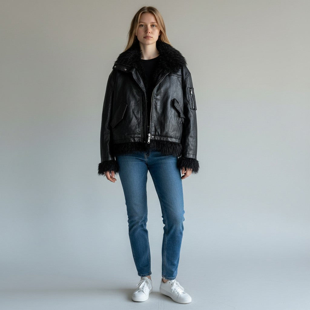 GIUBBINO IN ECOPELLE + GILET IN MONGOLIA SUSY MIX