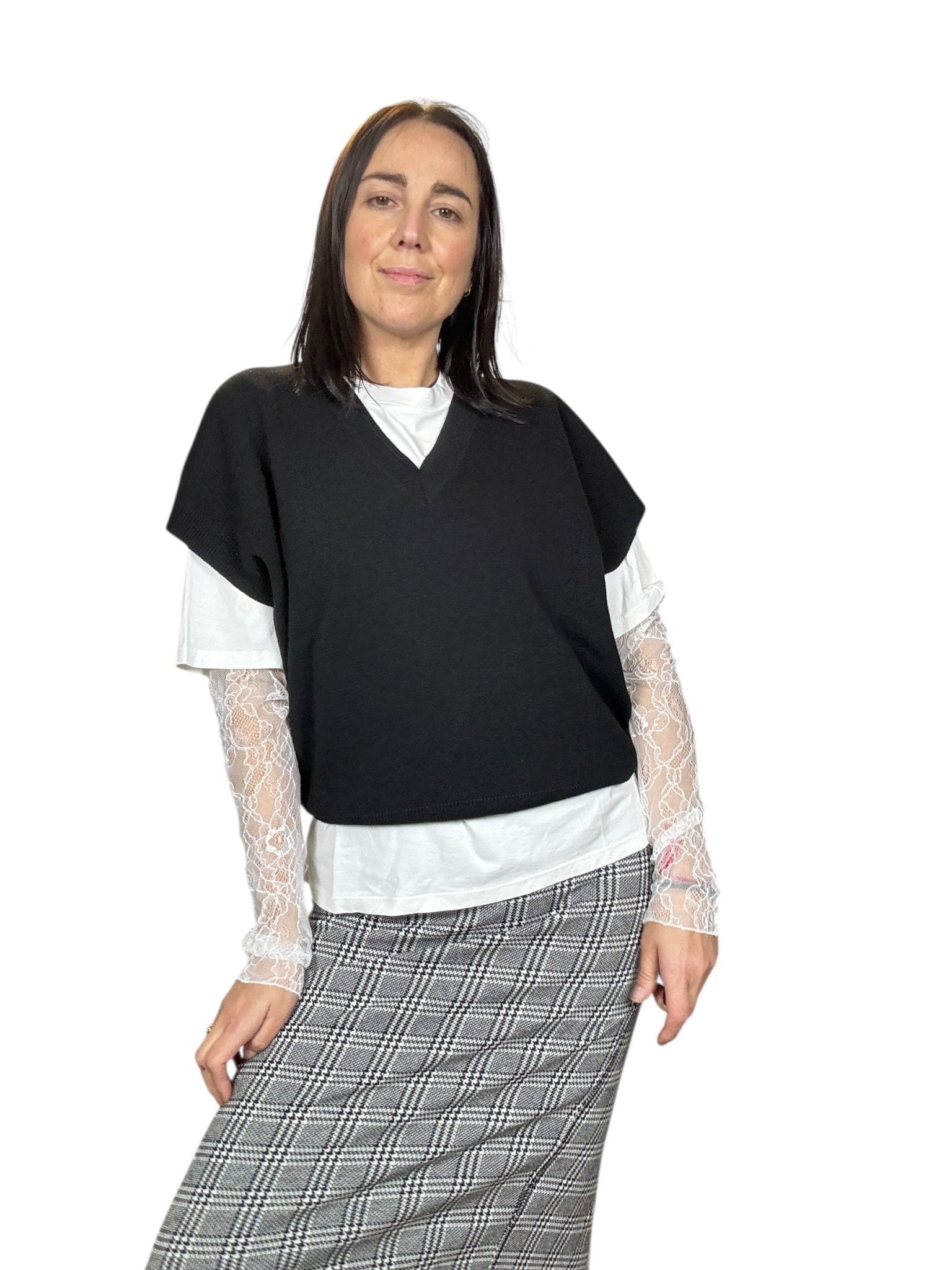 GILET OVER SCOLLO A V VICOLO - XE BLU ABBIGLIAMENTO