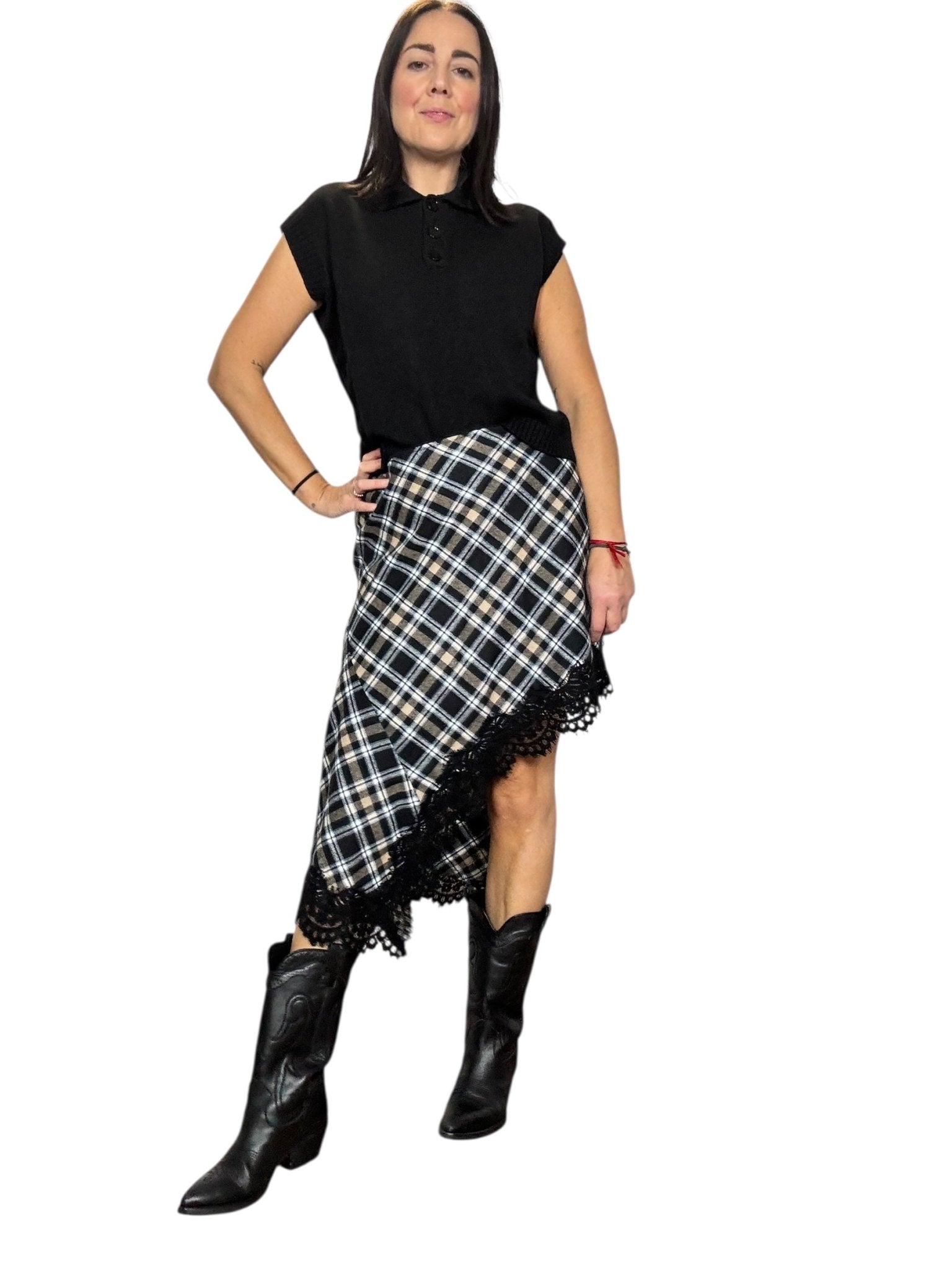 GONNA CHECK ASIMMETRICA MOTEL - XE BLU ABBIGLIAMENTO