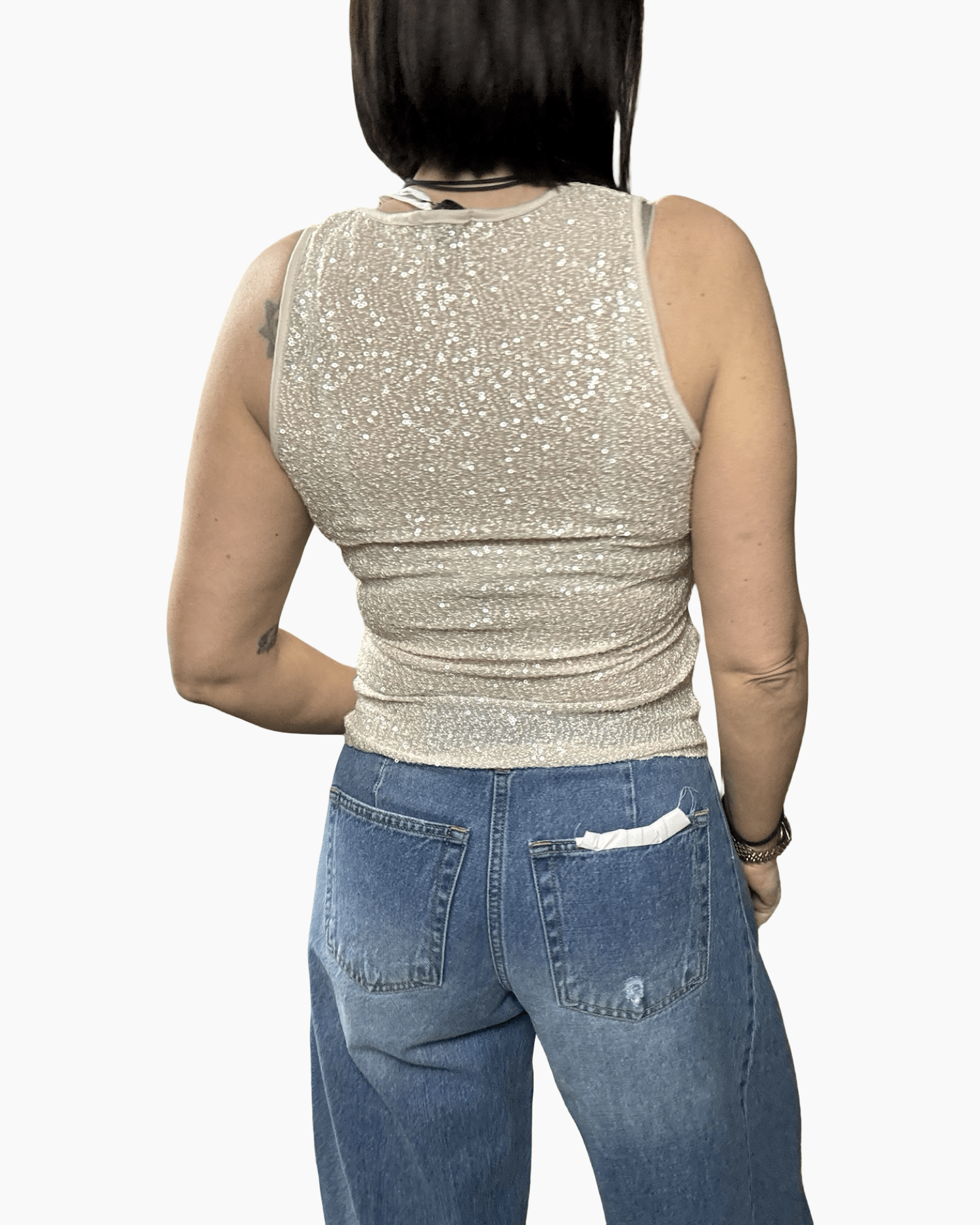 TOP PAILLETTES SUSY MIX - XE BLU ABBIGLIAMENTO