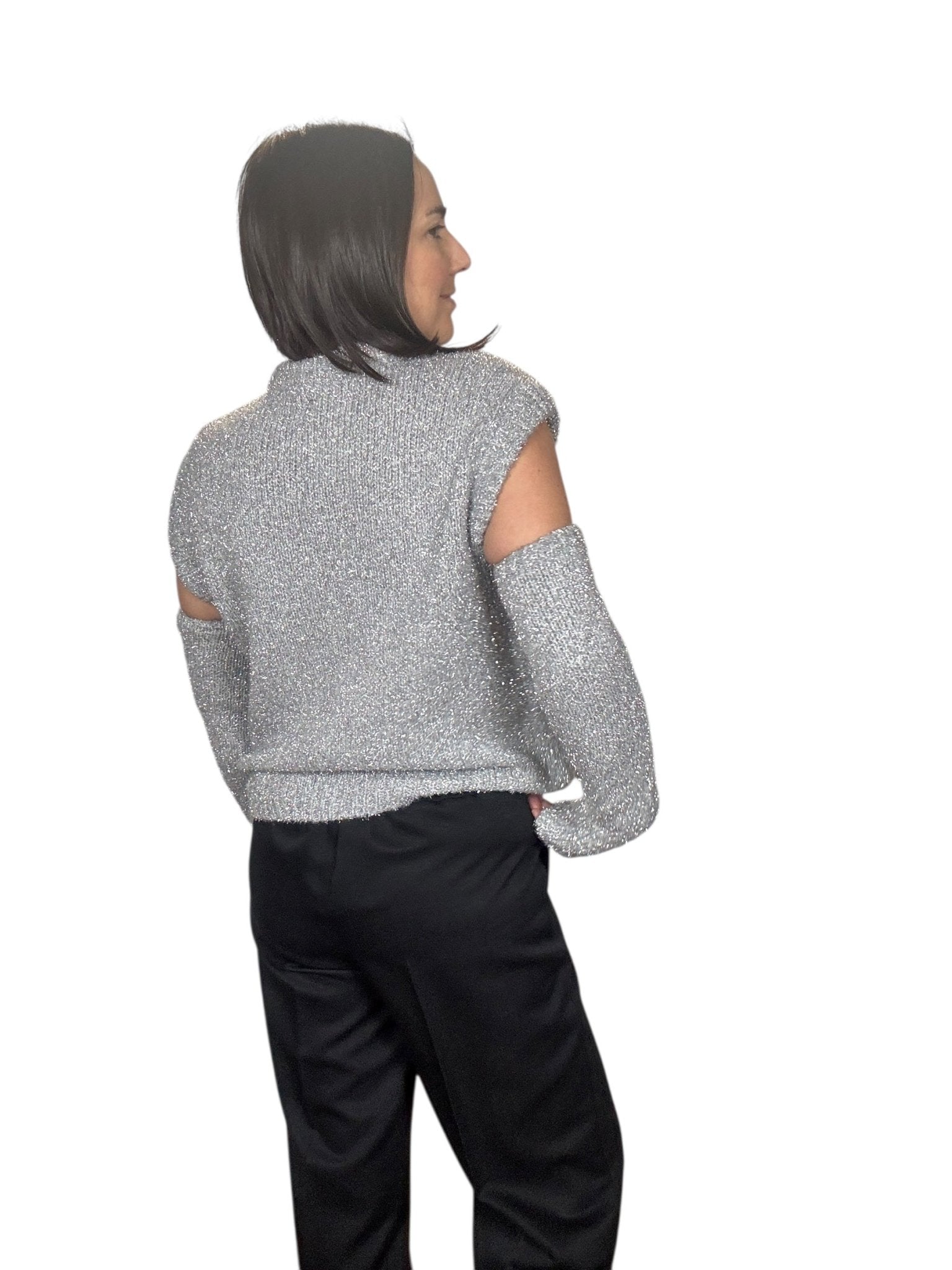 MAGLIA CON MANICOTTI VICOLO - XE BLU ABBIGLIAMENTO