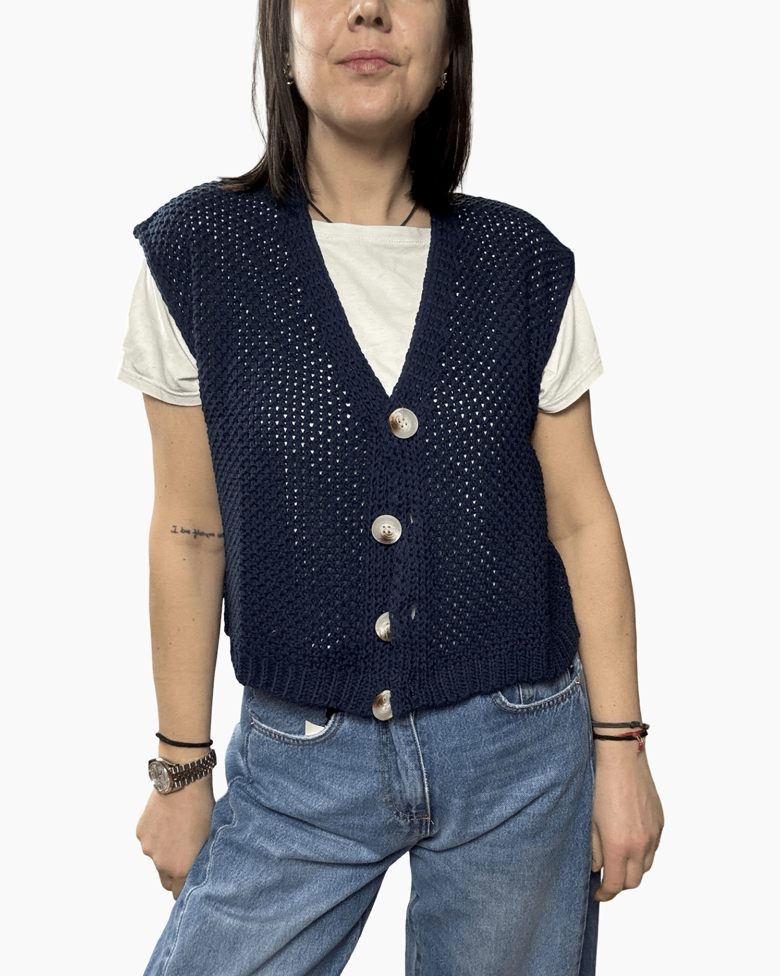 GILET LAVORATO SUSY MIX - XE BLU ABBIGLIAMENTO