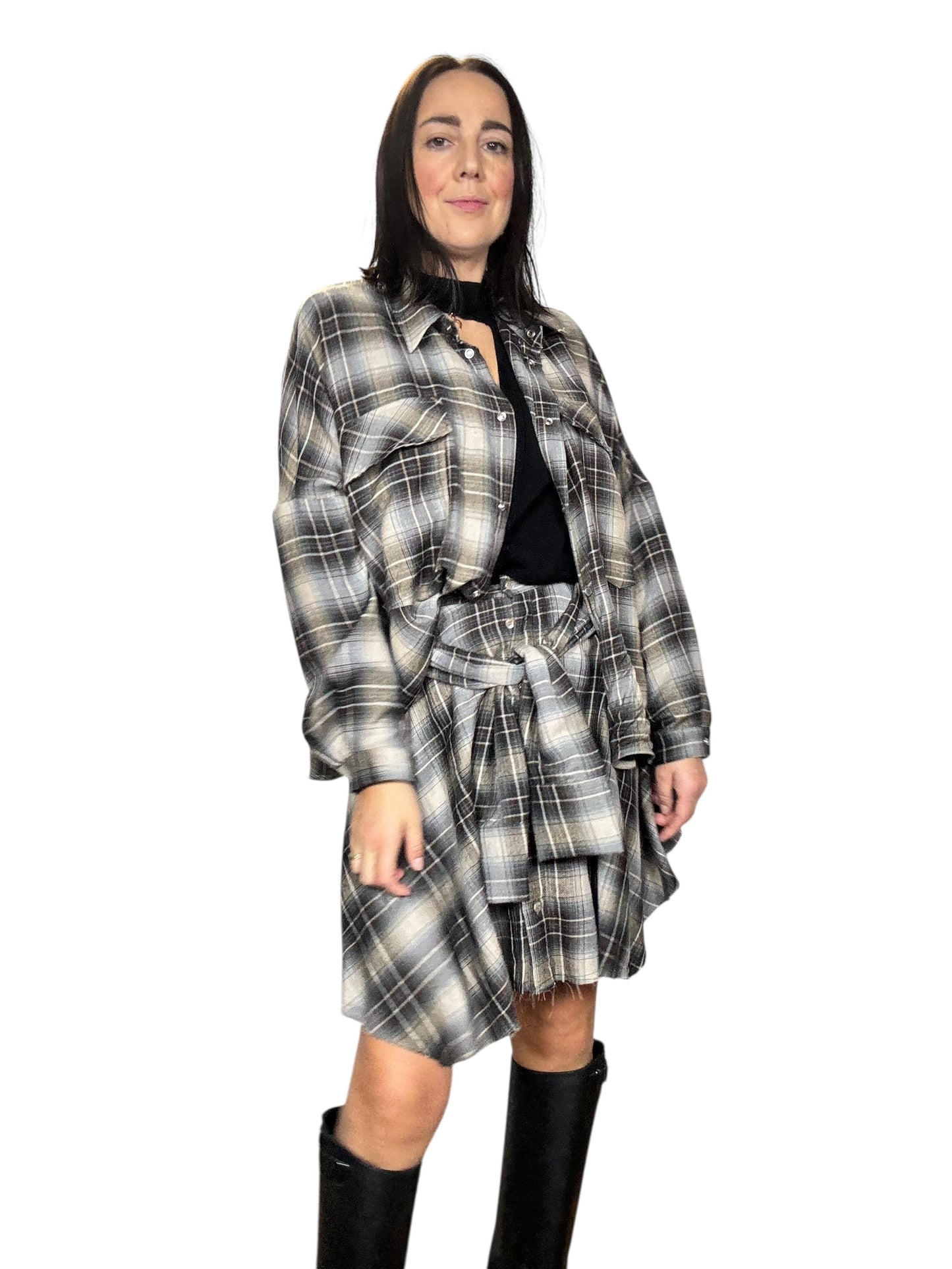 CAMICIA CHECK GRIGIO-MARRONE DIXIE