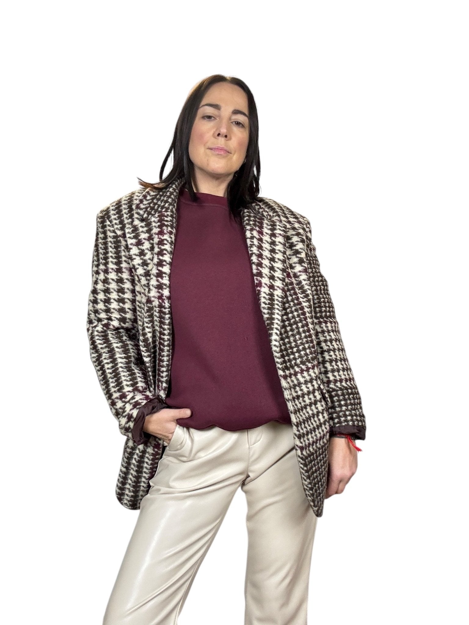 GIACCA PIEDE POULE VINO SUSY MIX - XE BLU ABBIGLIAMENTO