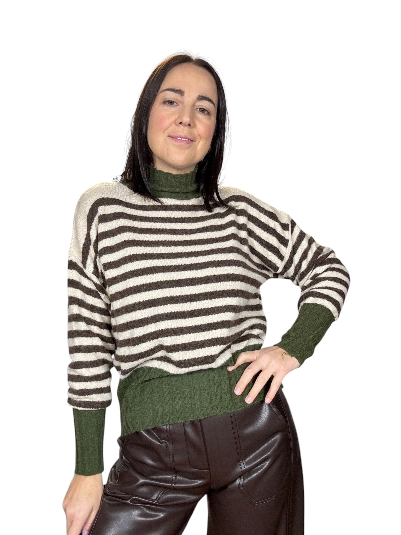 MAGLIA RIGATA COLLO A LUPETTO SUSY MIX - XE BLU ABBIGLIAMENTO