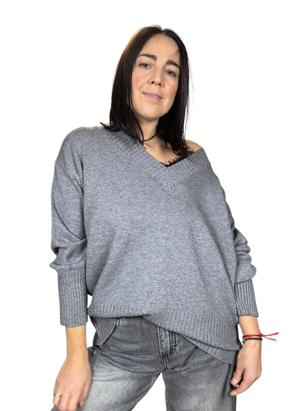 MAGLIA SCOLLO A V SUSY MIX - XE BLU ABBIGLIAMENTO