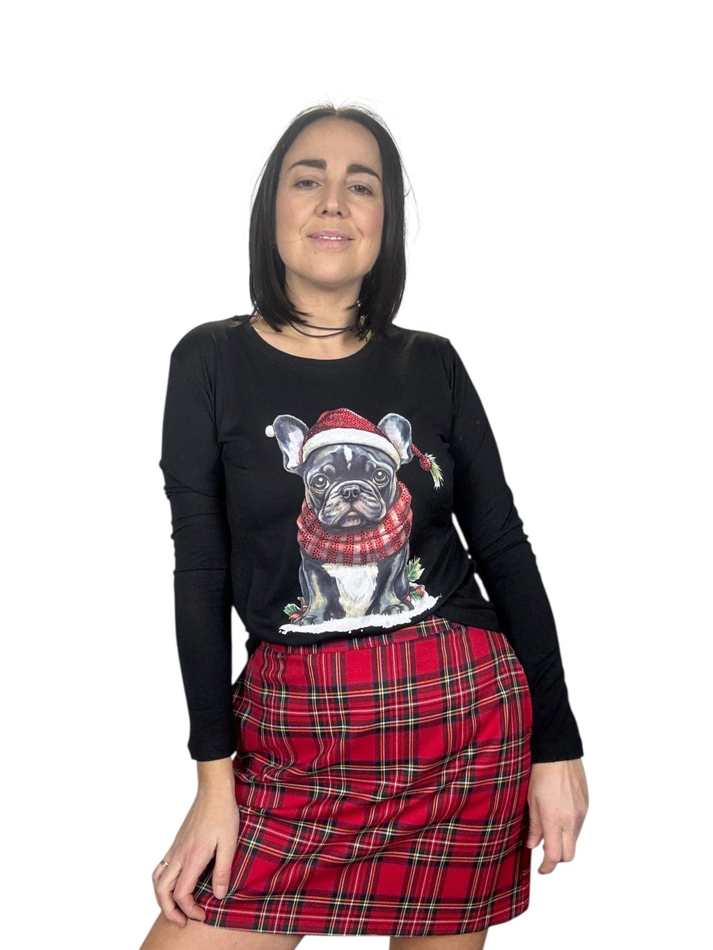 T - SHIRT BULLDOG NATALE SUSY MIX - XE BLU ABBIGLIAMENTO