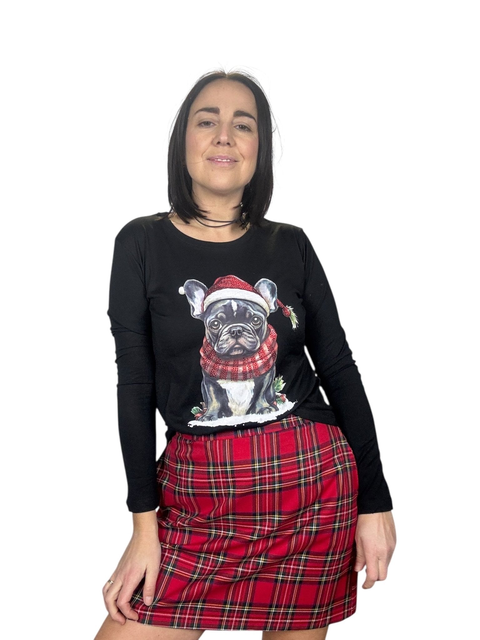 T - SHIRT BULLDOG NATALE SUSY MIX - XE BLU ABBIGLIAMENTO
