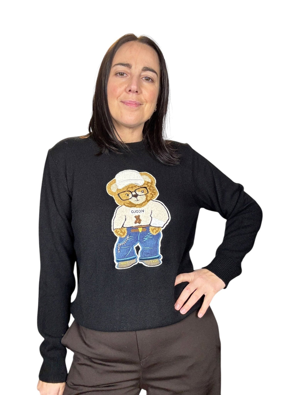 MAGLIA ORSETTO CON OCCHIALI VICOLO - XE BLU ABBIGLIAMENTO