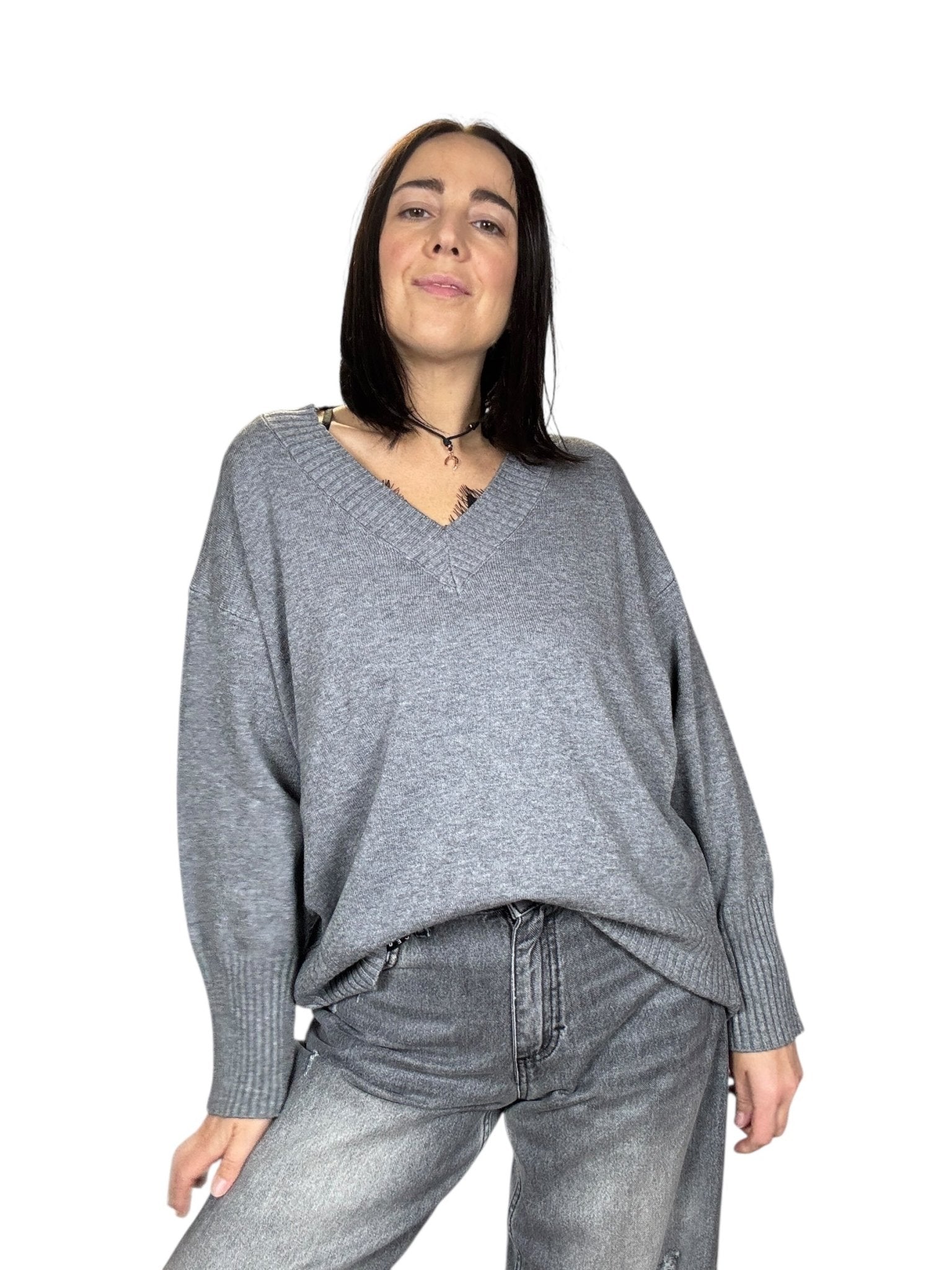 MAGLIA SCOLLO A V SUSY MIX - XE BLU ABBIGLIAMENTO