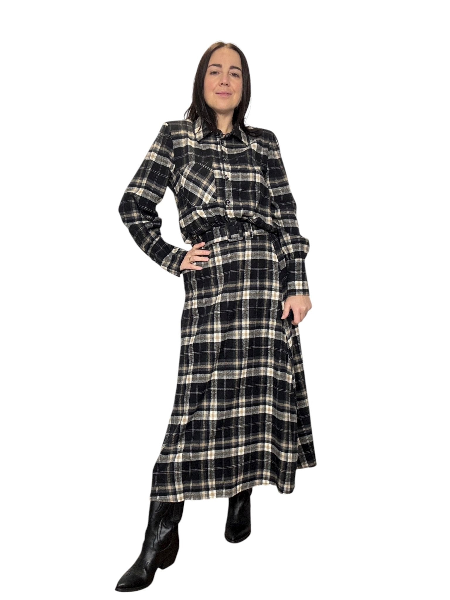 CAMICIA CHECK CROPPED SUSY MIX - XE BLU ABBIGLIAMENTO