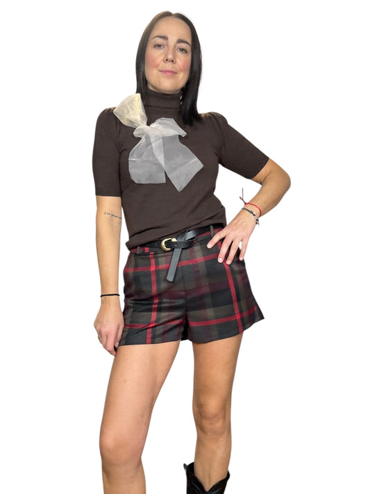 SHORT CHECK ROSSO-MARRONE TENSIONE IN