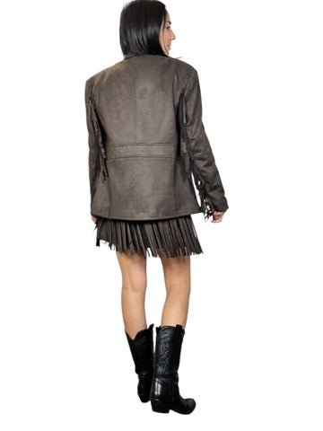 GIACCA ECO - DAINO CON FRANGE SUSY MIX - XE BLU ABBIGLIAMENTO