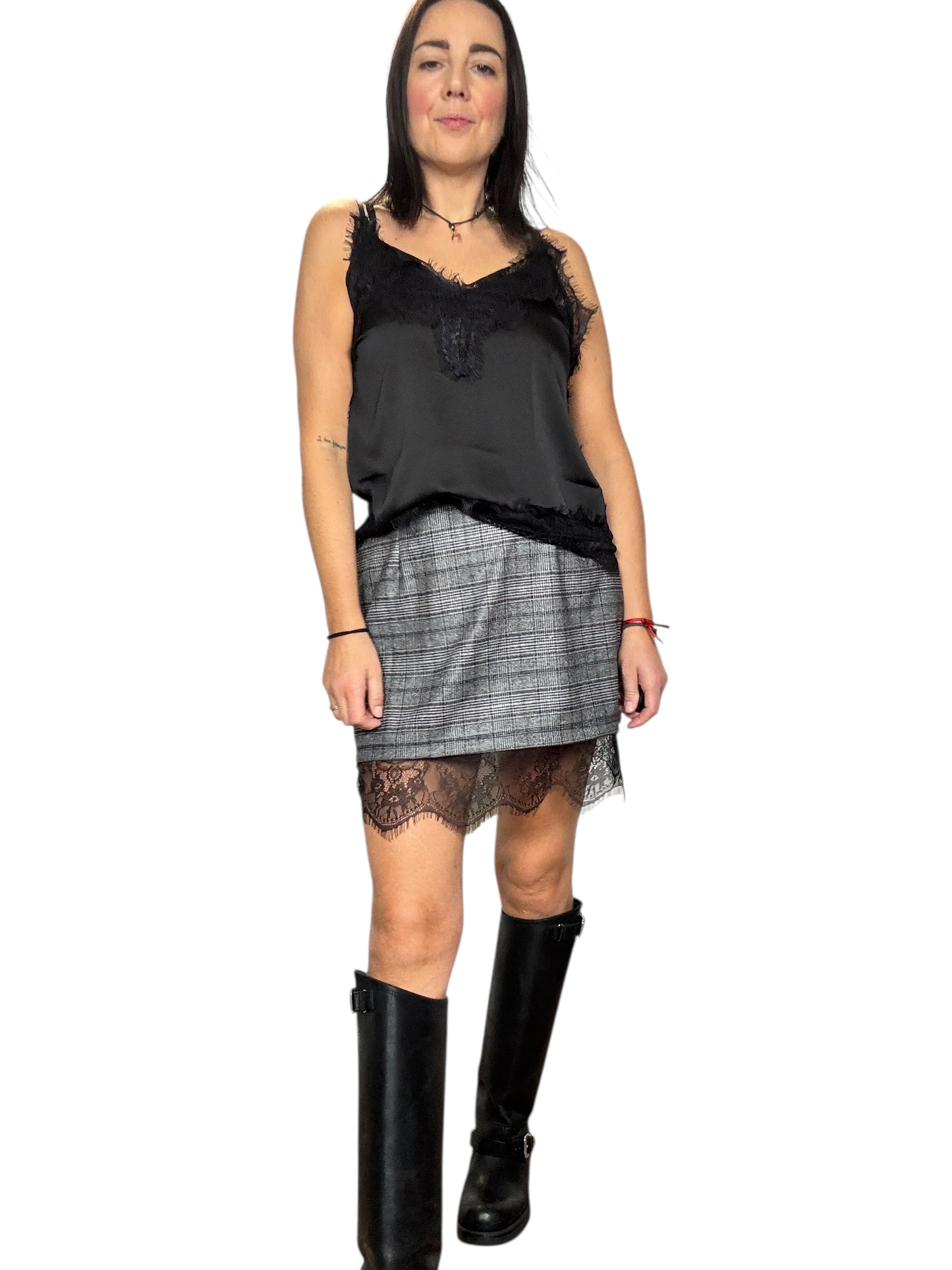 MINIGONNA CON INSERTO IN PIZZO SUSY MIX