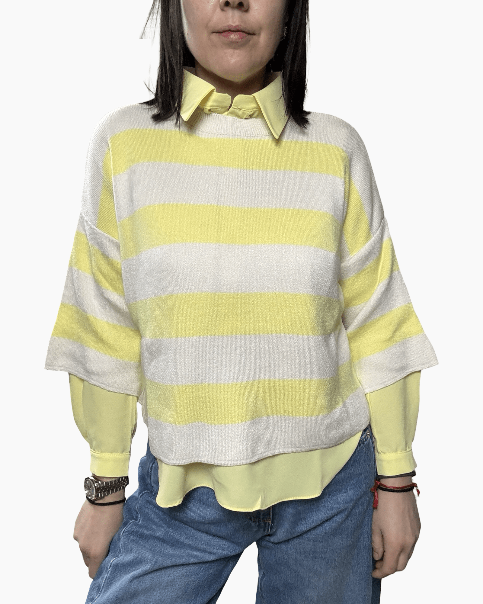 MAGLIA RIGATA A MANICA 3/4 SUSY MIX - XE BLU ABBIGLIAMENTO