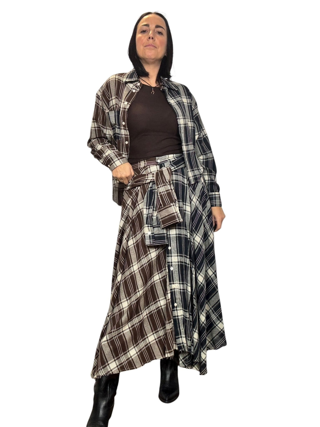 CAMICIA CHECK MARRONE DIXIE - XE BLU ABBIGLIAMENTO