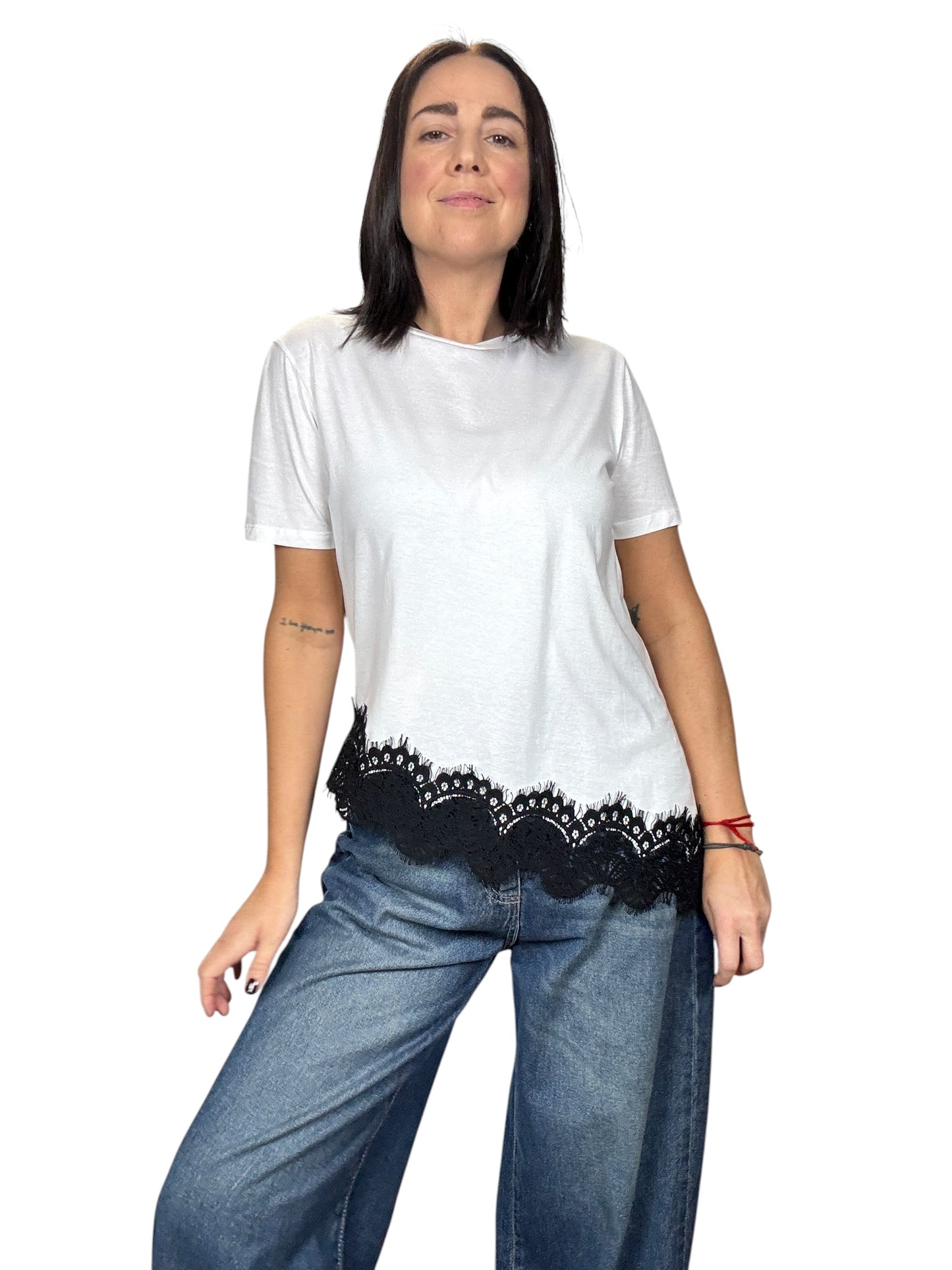 T-SHIRT INSERTO PIZZO TENSIONE IN