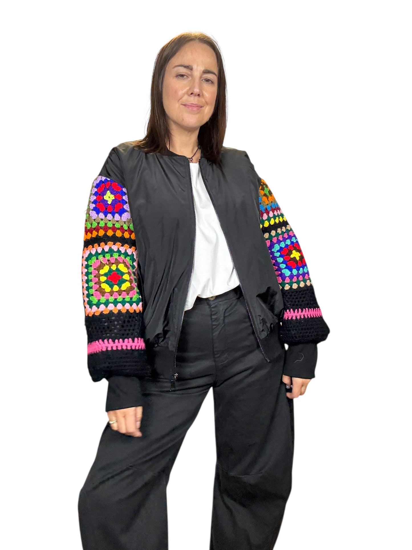 BOMBER MANICA IN CROCHE SUSY MIX