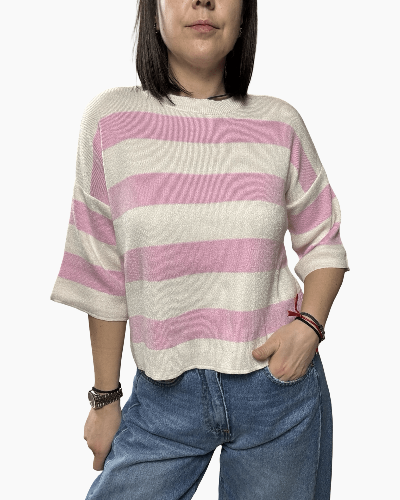 MAGLIA RIGATA A MANICA 3/4 SUSY MIX - XE BLU ABBIGLIAMENTO