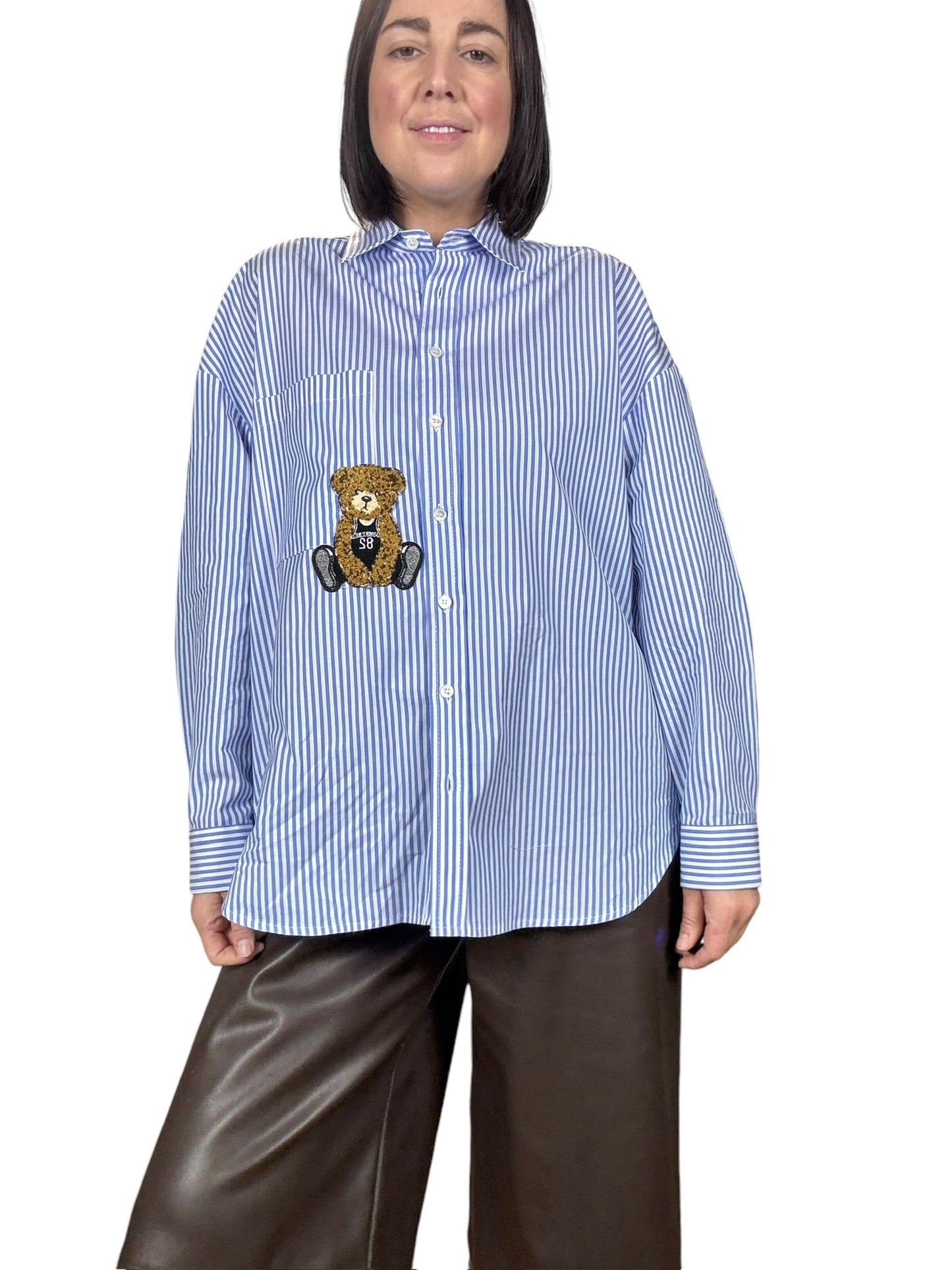 CAMICIA A RIGHE PATCH ORSO VICOLO