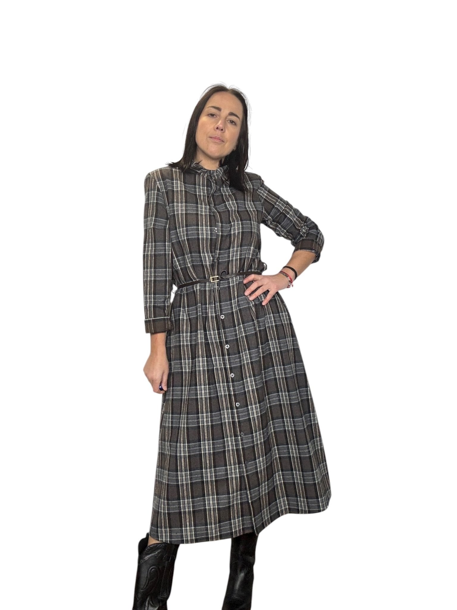 ABITO CHEMISIER CHECK GRIGIO SUSY MIX - XE BLU ABBIGLIAMENTO