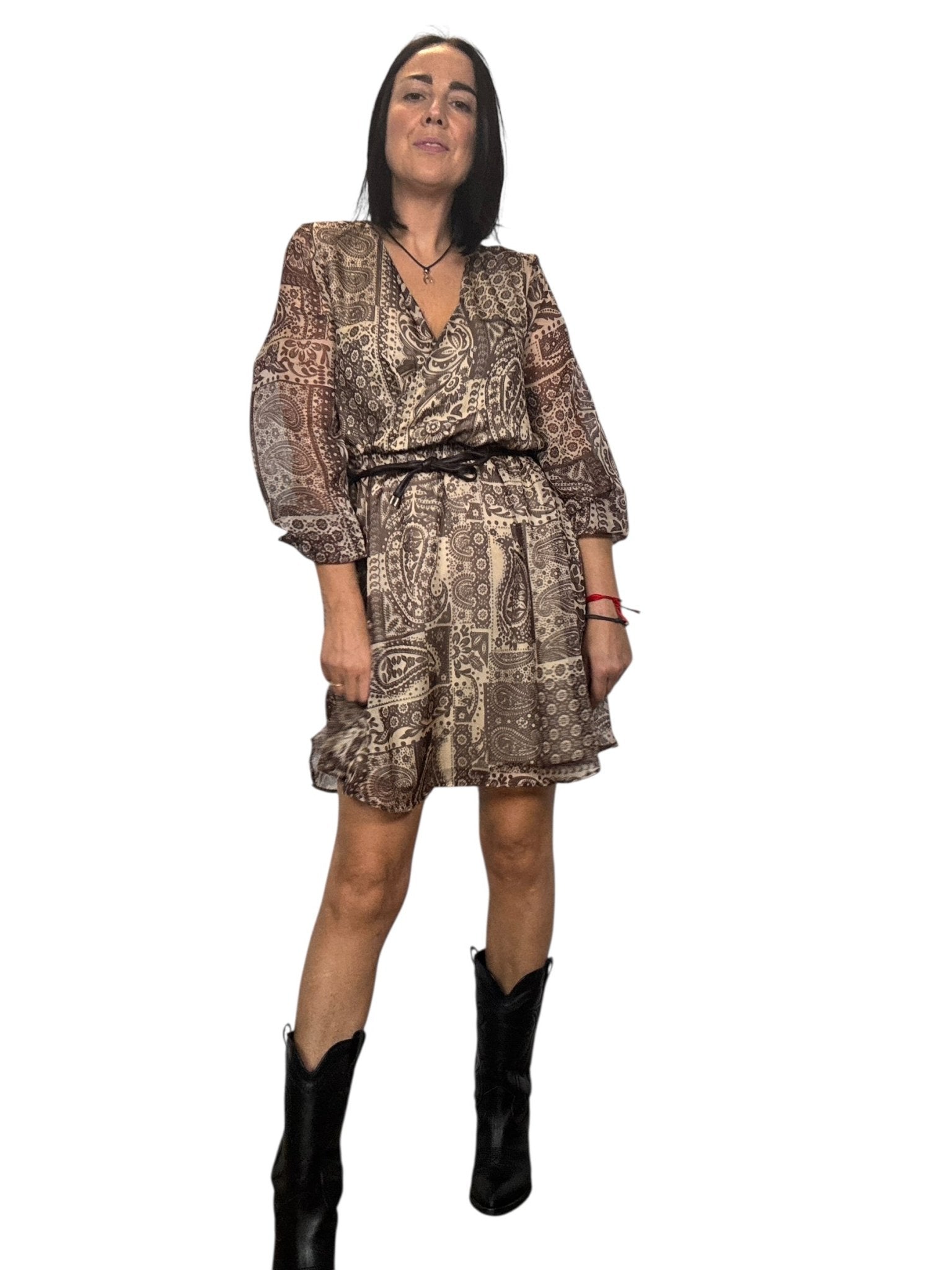 ABITO CON MICROFANTASIA SUSY MIX - XE BLU ABBIGLIAMENTO