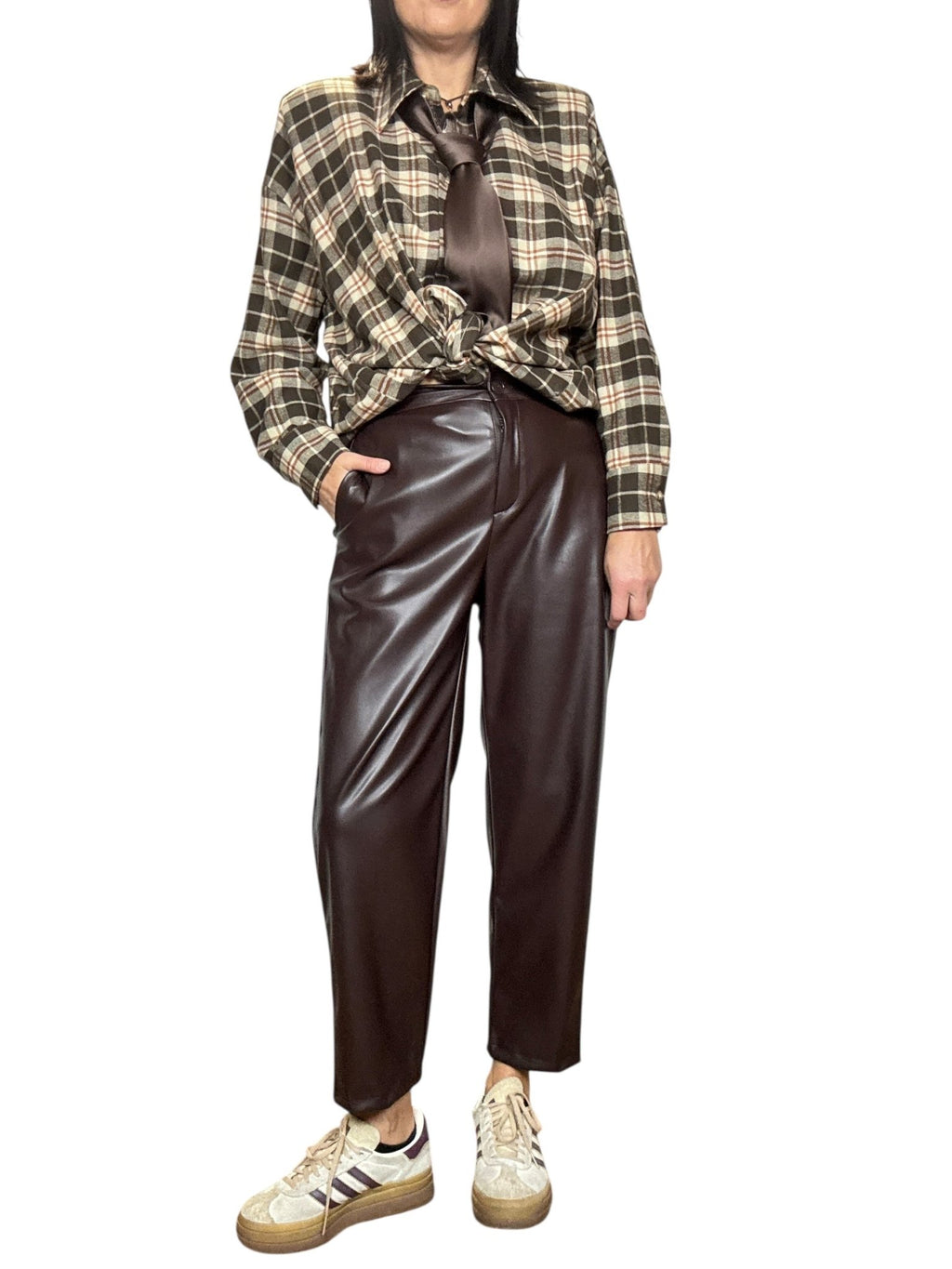 PANTALONE A UOVO IN ECOPELLE VICOLO - XE BLU ABBIGLIAMENTO