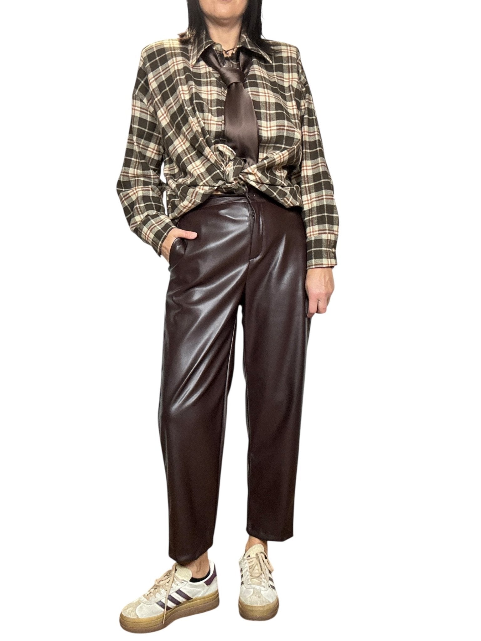 PANTALONE A UOVO IN ECOPELLE VICOLO - XE BLU ABBIGLIAMENTO