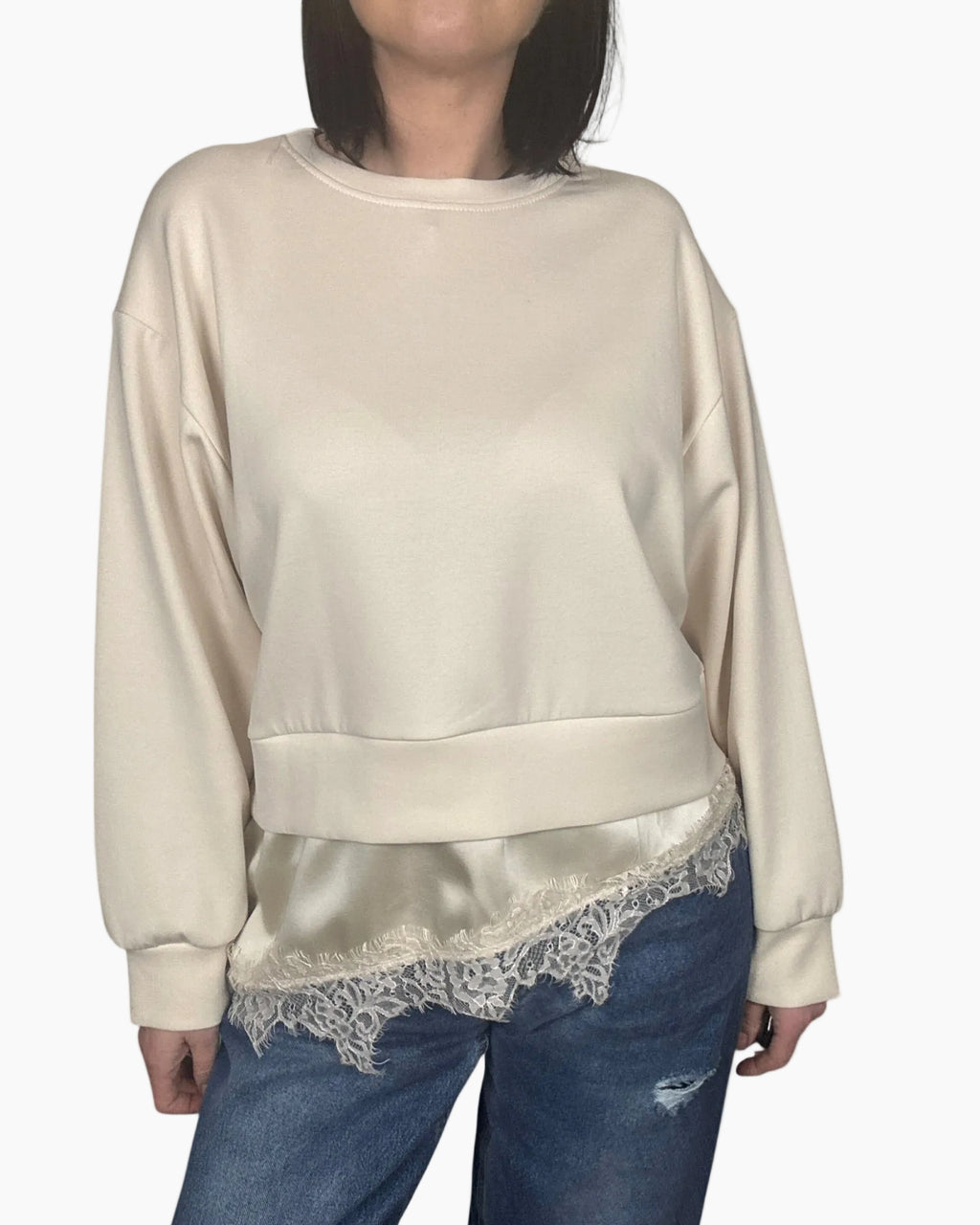 FELPA INSERTO LINGERIE MANICA LUNGA HAVEONE - XE BLU ABBIGLIAMENTO