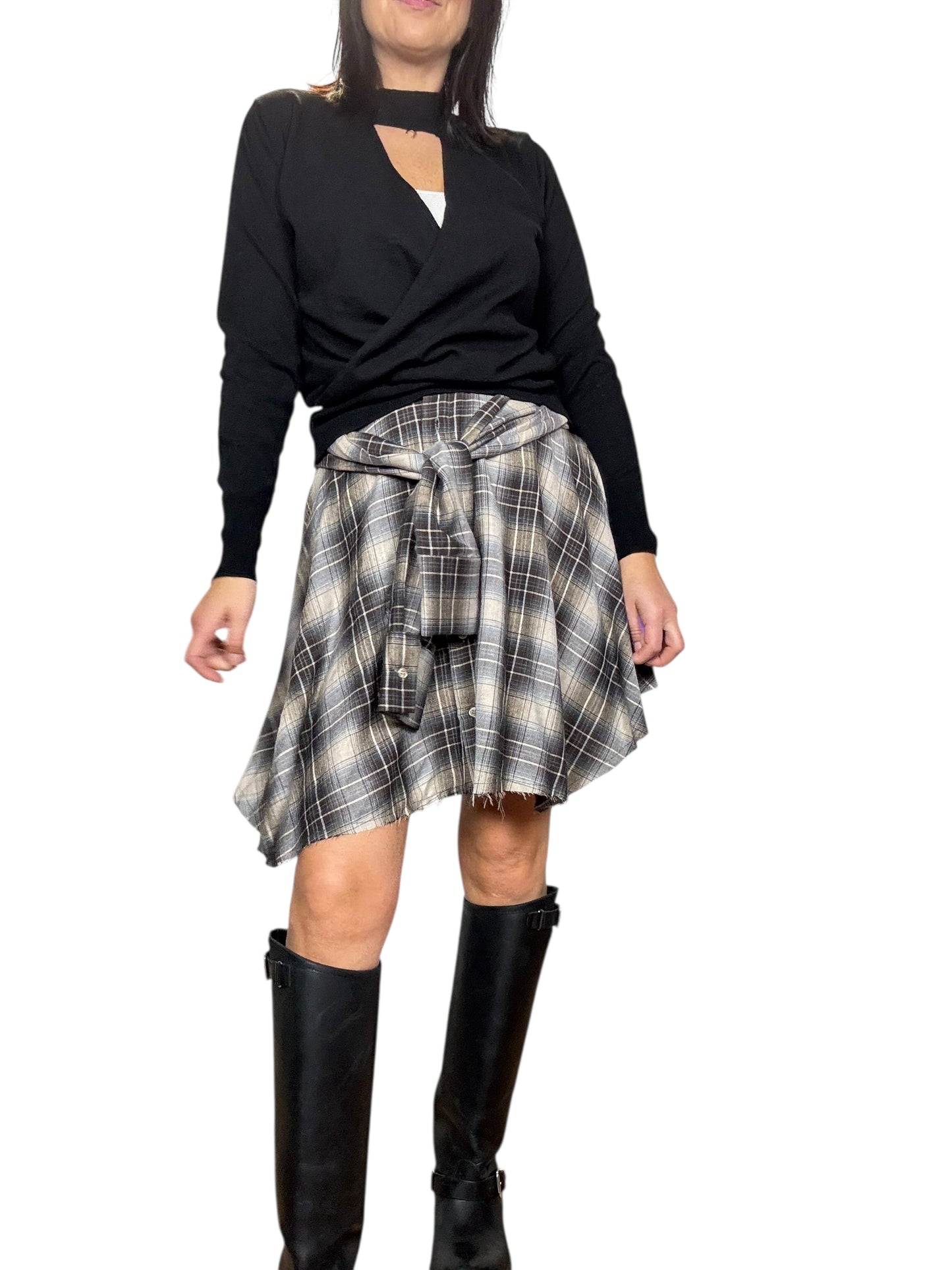 GONNA CORTA CON MANICHE DI CAMICIA DIXIE