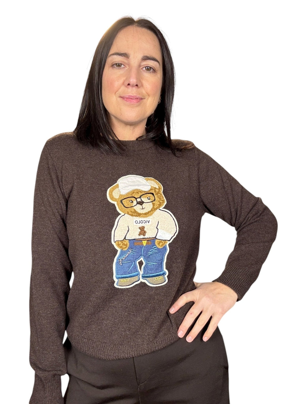 MAGLIA ORSETTO CON OCCHIALI VICOLO - XE BLU ABBIGLIAMENTO