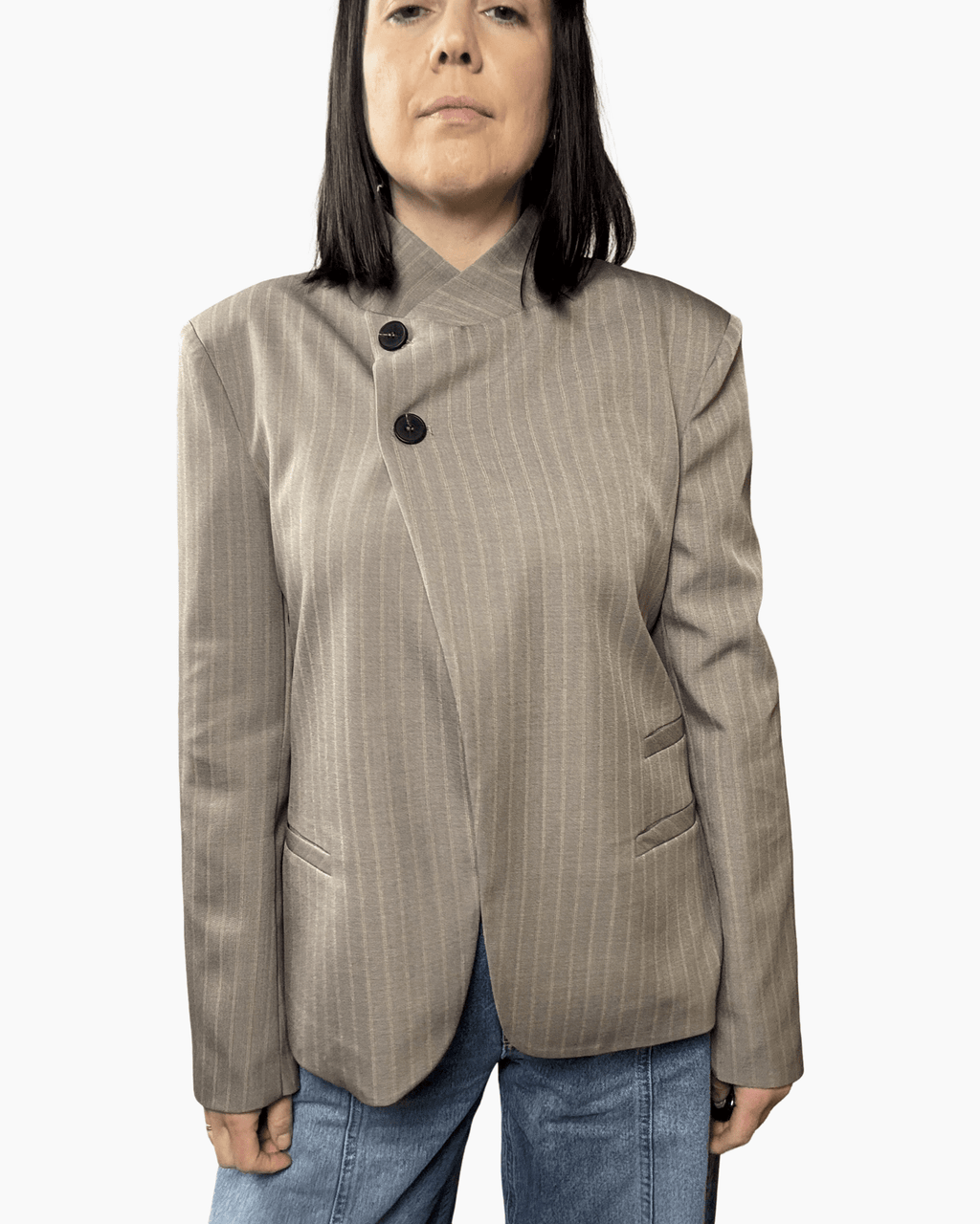 GIACCA GESSATA ASIMMETRICA HAVEONE - XE BLU ABBIGLIAMENTO