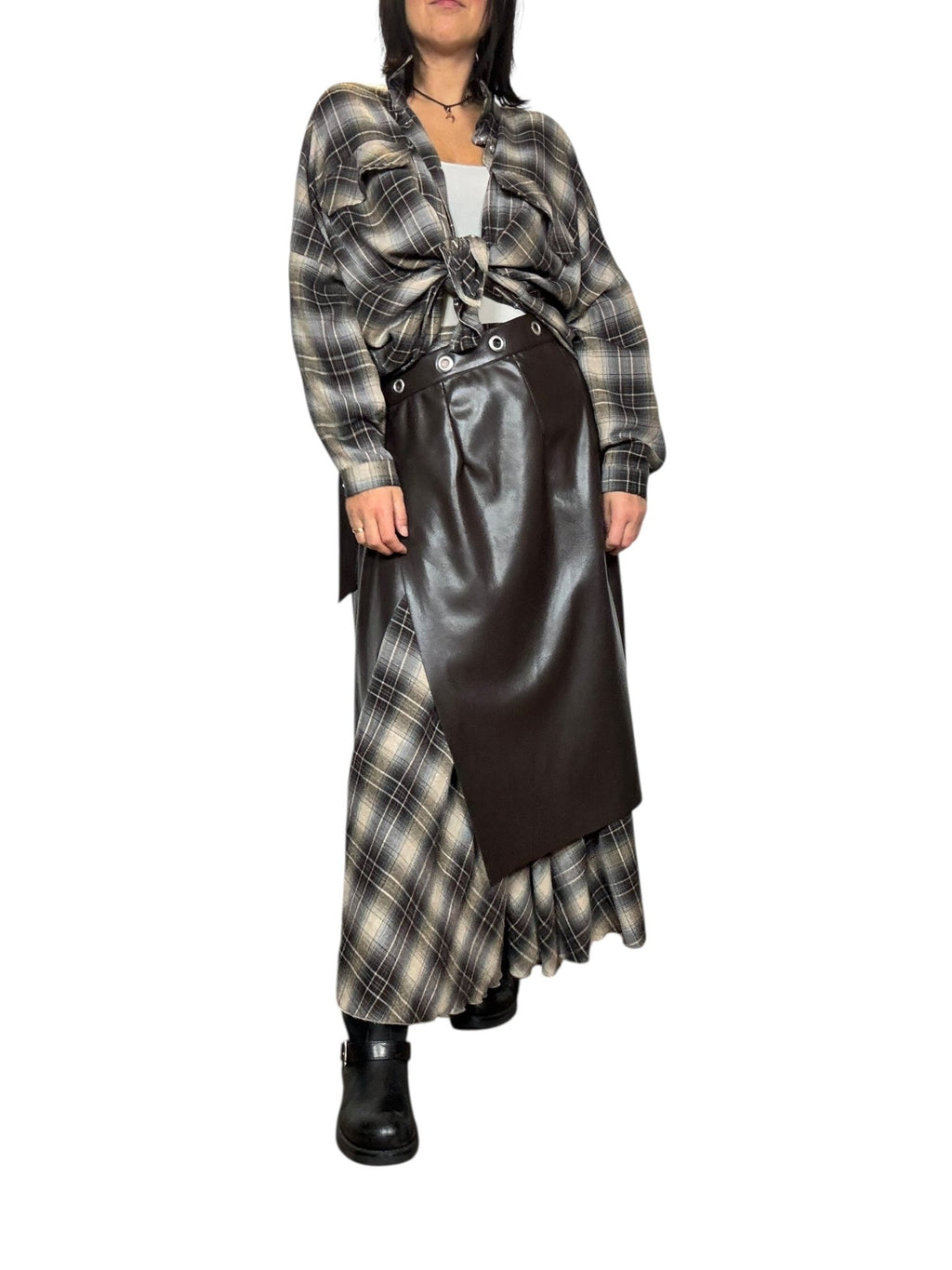 GONNA DOPPIA CHECK+ECOPELLE DIXIE - XE BLU ABBIGLIAMENTO