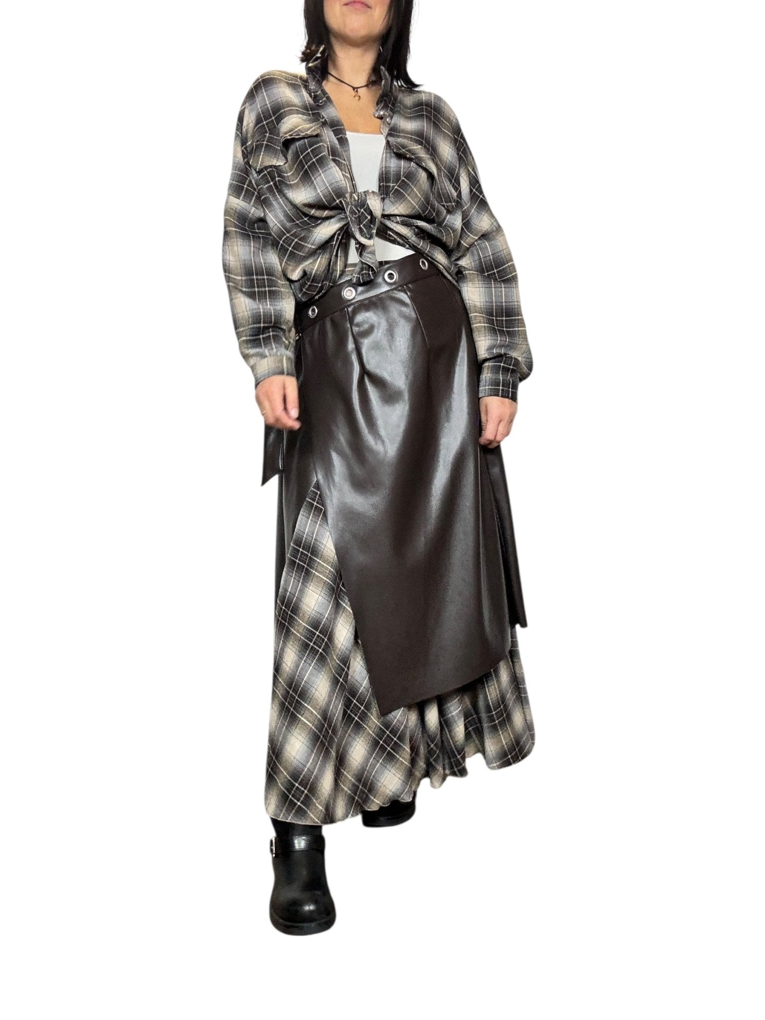 GONNA DOPPIA CHECK+ECOPELLE DIXIE - XE BLU ABBIGLIAMENTO