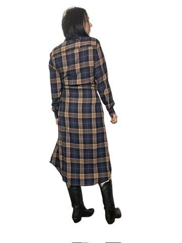 ABITO CHECK CON MANICA ALLACCIATA DIXIE - XE BLU ABBIGLIAMENTO